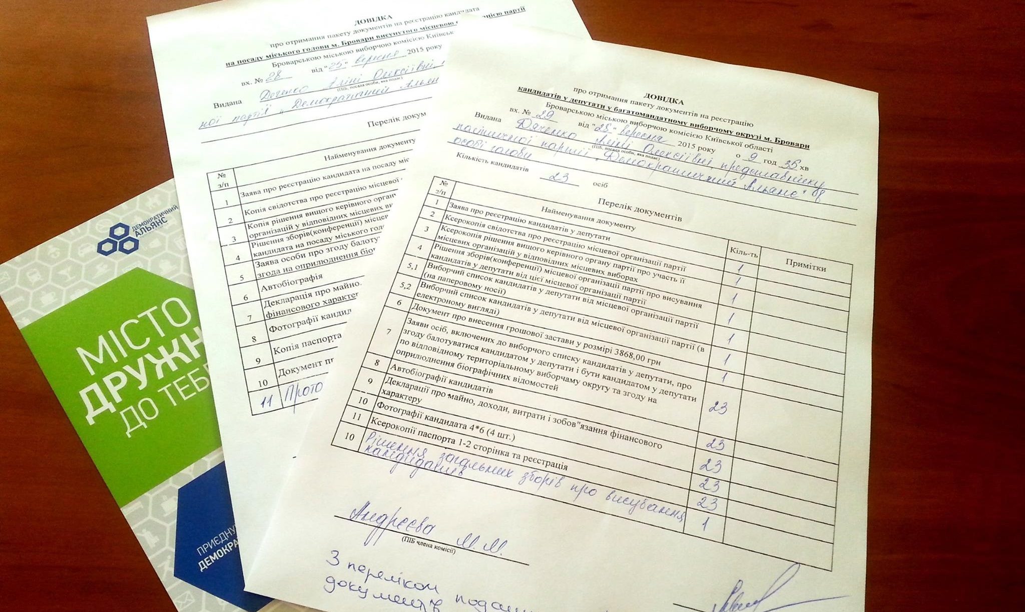 Броварська ТВК зареєструвала 23 кандидата в депутати та кандидата в мери від Демократичного альянсу